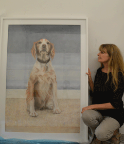 With my very large pastel painting of Oscar