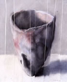 pastel painting "shift 1" of displaced ceramic vessel